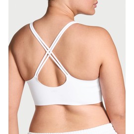 Victoria's Secret Women's VSX Elevate Strappy-Comfort Sports Bra, Low Impact Wireless Sports Bra, Bras for Women, White, (XL)
