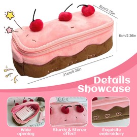 SunixSonie Kawaii Pencil Case Cute Pencil Pouch for Girls Special Pink Cherry Pencil Case Y2K Aesthetic Pencil Bags with Zipper Plush Pencil Case,Cosmetic Bag for teen Girls,Random Heart Pencil