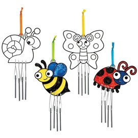 Baker Ross FC694 Bug Suncatcher Windchime - Pack of 4, Painting Craft Kit for Kids, Stained Glass Window Crafts