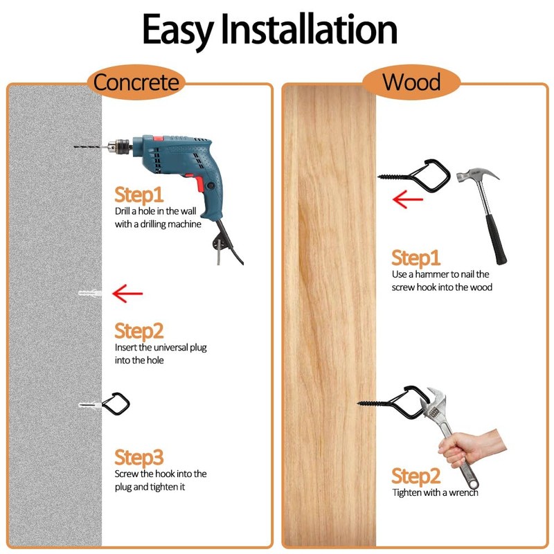 Screw Hooks, 20 Pieces Black Screw Hooks, Ceiling Hooks, Wall