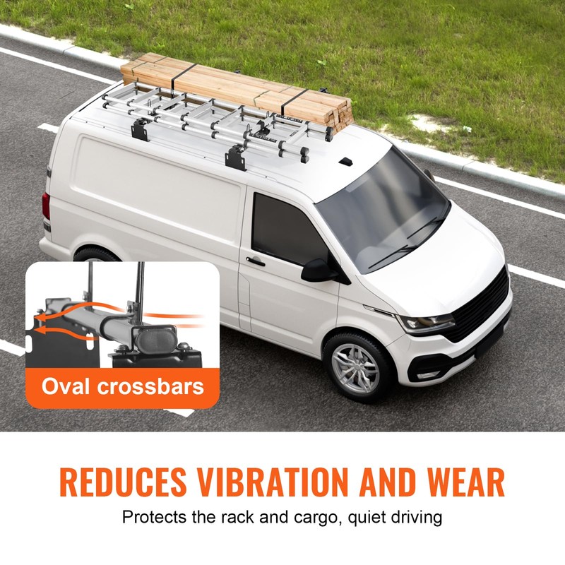 VEVOR Van Roof Ladder Racks - 60" Heavy-Duty Steel Racks,