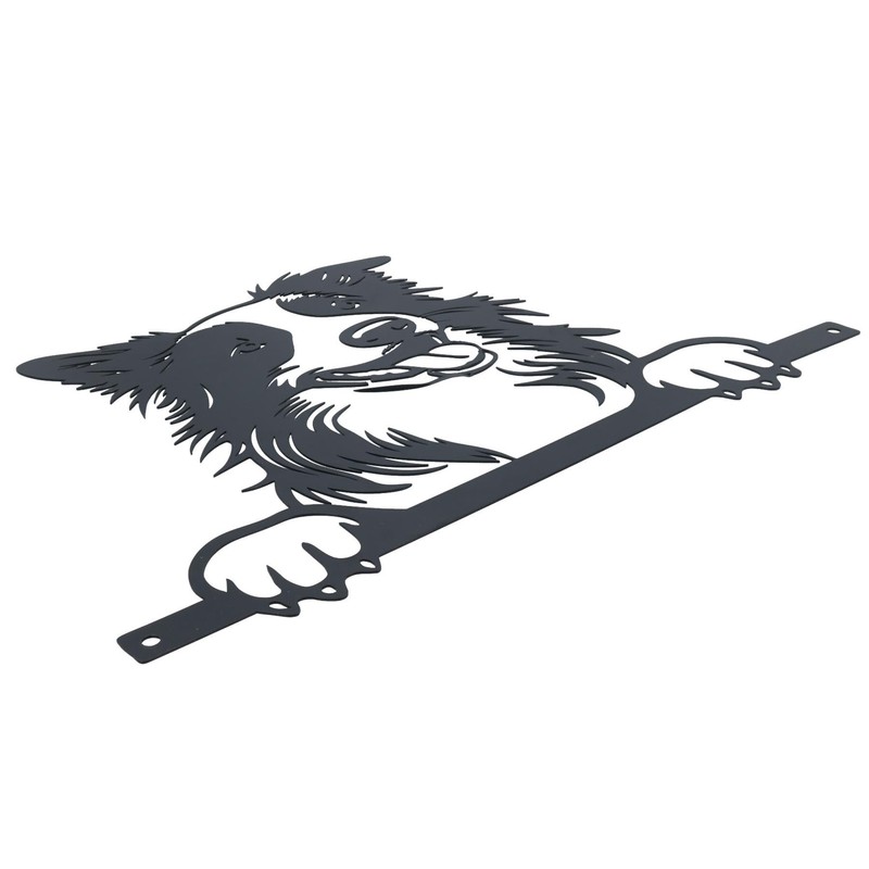 AB Tools Black Metal Peeking Collie Silhouette with Fixing Plate