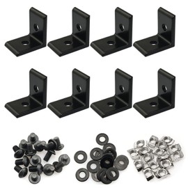PZRT 8pcs 2 Hole 90 Degree 20 Series Joint Plate Corner Angle Bracket for Slot 6mm 2020 Aluminum Profile,Black