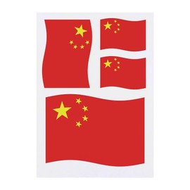 4 x 'Waving Chinese Flag' Temporary Tattoos - Water Resistant, Skin-Safe, Non-Toxic Transfers, Mixed Sizes (TO00069988)