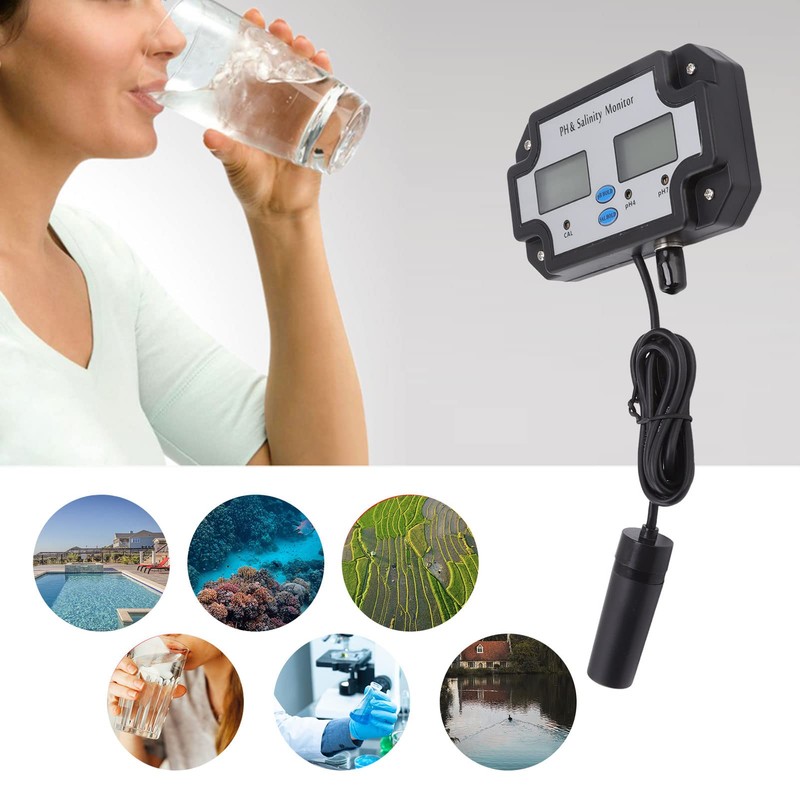 Digital Water Quality Meter PH Salt Content 2-in-1 Continuous Monitoring