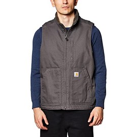 Carhartt Mens Sherpa Lined Mock-Neck Vest Work Utility Outerwear, Gravel, XX-Large US