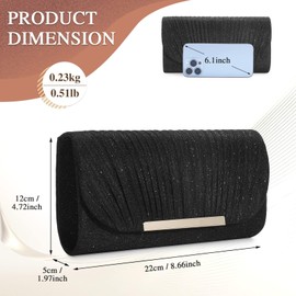 UBaymax Clutch Women's Evening Bag, Sparkling Chain Evening Bag, Fashionable Bag, Handbag, Elegant Envelope Bag, Crossbody for New Year's Ball, Wedding, Party and Wedding, 03-black, clutch