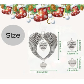 LYPER Christmas Ornaments Angel Wings Pendants, A Piece of My Heart is in Heaven Ornament for Christmas Tree, Two Sweet Heart Shaped Ornaments For Christmas Tree Hanging Decoration (Dad)