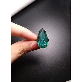 Pear Shaped 8 Carat Adjustable Ring and Pendant Necklace Jewelry Set | Olive Green and Ocean Blue (Olive Green)