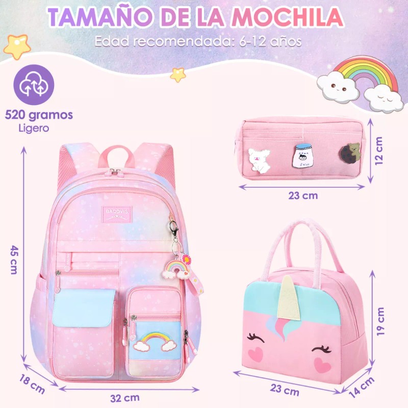 Nasa Mochilas Escolares Para Niñas De Primaria, 7 Piezas Gran