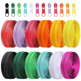 Jotia 12Pcs/ 36 Yards #3 Nylon Coil Zippers with 120Pcs Match Zipper Sliders Assortment Kit, 12 Bright Colors Zipper Repair Kit Sewing Zippers Zipper Heads Bulk Zippers for DIY Sewing Craft Bags