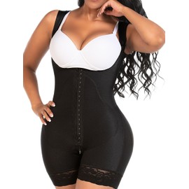 M&D Fajas Open Bust Mid Thigh Post Surgery Shapewear for Women Faja Colombiana Postquirurgica Black S