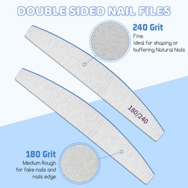 Selistamm Nail Files, 25Pcs Emery Board for Nails, Professional Nail Files for Acrylic Natural Nails, 180/240 Grit Nail Files, Nail File Set Washable and Reusable, Emery Board for Double Sided