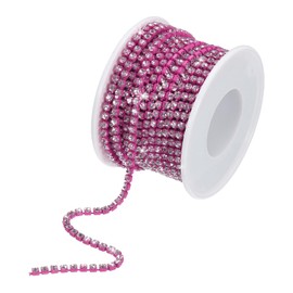 MECCANIXITY 10 Patio 3mm Cristal Estrás Diamante Cierre Cadena Adorno Garra Copa Cadena para Costura, Artesanía, Joyería Bricolaje Decoraciones Boda Gemas Blancas Rosa Rojo Base