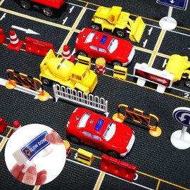 NUOBESTY 105PCS Traffic Road Signs Street Road Signs Playset Traffic Light Crosswalk Signal Roadblocks Toyset for Children Safety Education Plaything