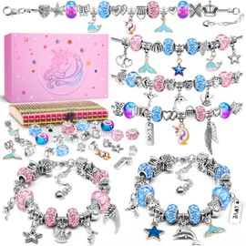 BIIB Unicorn Gifts for Girls, Charm Jewellery Making Kit for Girls, Arts and Crafts for Kids, Christmas Gifts for Girls Toys Age 6-12 Years Old Girls Bracelet Making Kit, Stocking Fillers for Girls