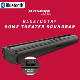 Xtreme 32” Inch Bluetooth Soundbar, True Wireless Stereo Home Theater Speaker with IR Remote, Built-in Controls for Power, Mode, Play/Pause, Volume, Mounting Bracket, Powerful Bass & Crisp Highs