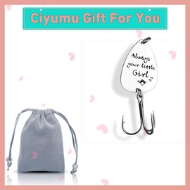 Father's Day Birthday Gift for Dad Daddy Father Grandpa Fishing Hook Gift for Father of The Bride Wedding Gift Engraved Always Your Little Girl Stainless Steel Fishing Lure,Great Gift for Fisherman