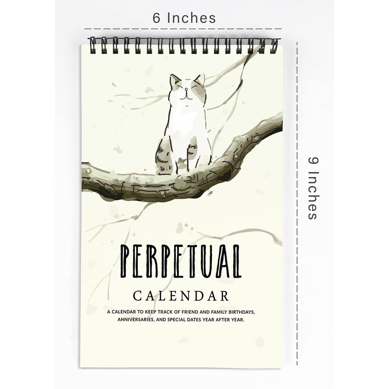 Inkdotpot Cat Perpetual Calendar, Important Dates to Remember- 6x9 Monthly