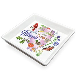 Boston International Rosanne Beck State Collection Ceramic Napkin Holder Caddy, Cocktail Size, Illinois
