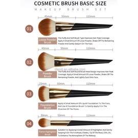 Professional Makeup Brush Set, 10 Piece Black and Gold Brushes with Travel Cases, Soft Synthetic Bristles, Cosmetic Application Kit