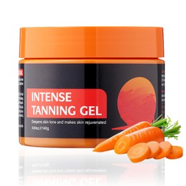 Intensive Tanning Gel - Shine Brown Bräunungsbeschleuniger Sonnencreme Mit Karottenöl & Vitamin E, Natürlicher Bräunungsbeschleuniger für Gesicht & Körper, Make Up Wasserfest, 140g