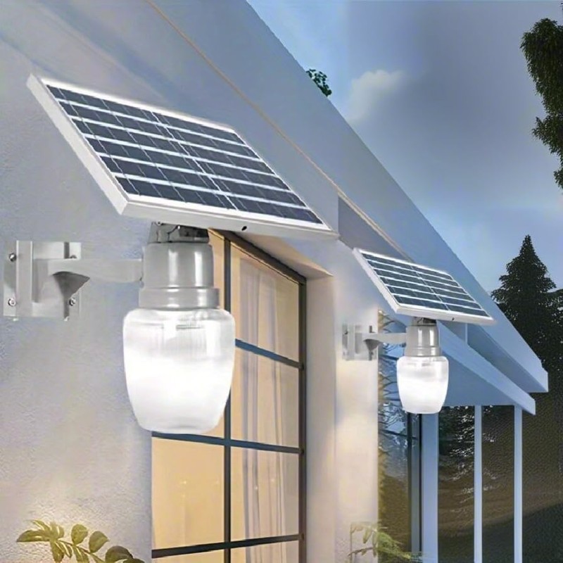 NICELAMPHK Solar Powered LED Post Light, Outdoor Garden Lamp with
