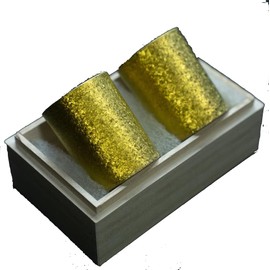LAUGH WRINKLES x HORIE GUITITAN GUITITAN Titanium Boar Mouth Pair Made in Japan with Paulownia Box for Weddings, Blessings, Gifts, Sake, Guinuri, Laughing Wrinkles (Gold Pair)