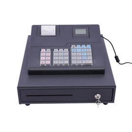 Thermal Cash Register,Electronic POS Syetem Cash Register,39 Keys 8 Digital LED Display with Removable Cash Tray and Thermal Printer for Retail and Restaurant Shop Supermarket,Black