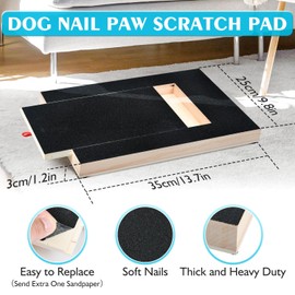 KIKIGOAL Dog Nail Scratch Board File,Wooden Dog Nail File Board with Built-in Snack Box Sandpaper Puppy Nail Grinding Pad Sturdy Dog Paws Scratch Board for Pets Nail Care Include One Extra Sandpaper