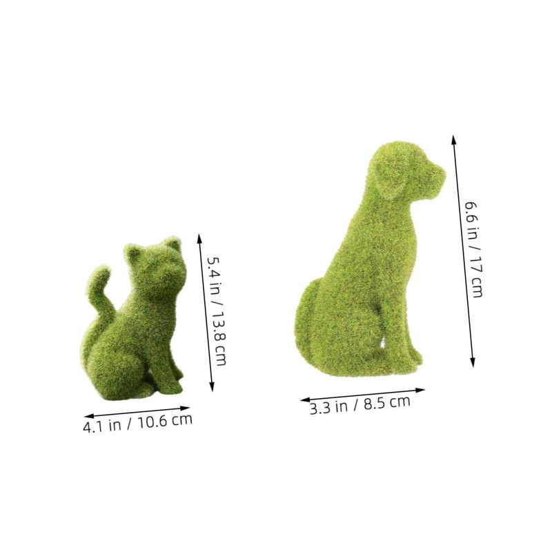 Abaodam 2pcs Faux Moss Dog Cat Figurines Realistic Simulation Outdoor