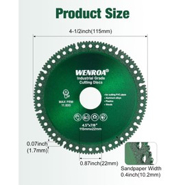 WENORA 2 Pcs Indestructible Disc for Grinder, Cutting Discs 4 1/2" for 7/8" Angle Grinder, Indestructible Disk Diamond Saw Blades for Ceramic PVC Pipe Glass Wood Tile