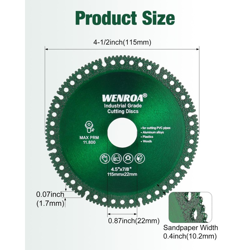 WENORA 2 Pcs Indestructible Disc for Grinder, Cutting Discs 4
