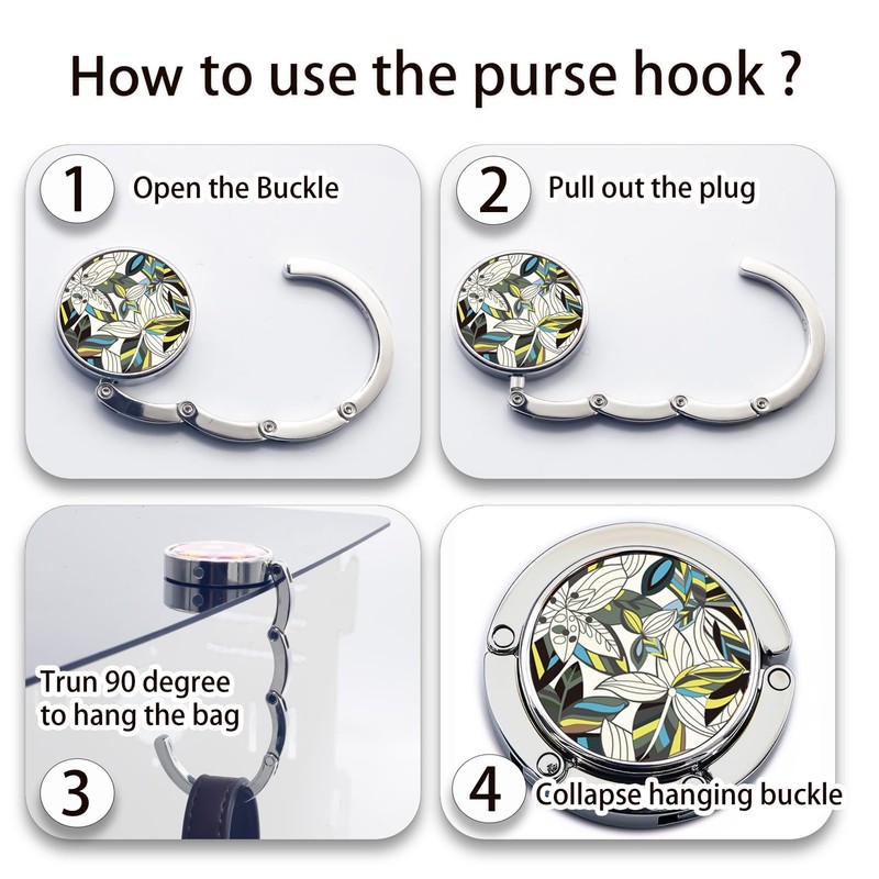 BEAVOING Purse Hanger, Foldable Purse Hook Set of 3 Mixed