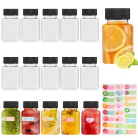winbest Pack of 16 Shot Bottles for Filling 100 ml Plastic Bottles for Filling with Sticker Reusable 100 ml Bottles Mini Bottles for Filling Drinks Smoothies