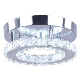 diisunbihuo Mini Crystal Chandelier Large Crystal Ceiling Light Round LED Pendant Light for Hallway Stairs (Cool White) (Round Cool White)