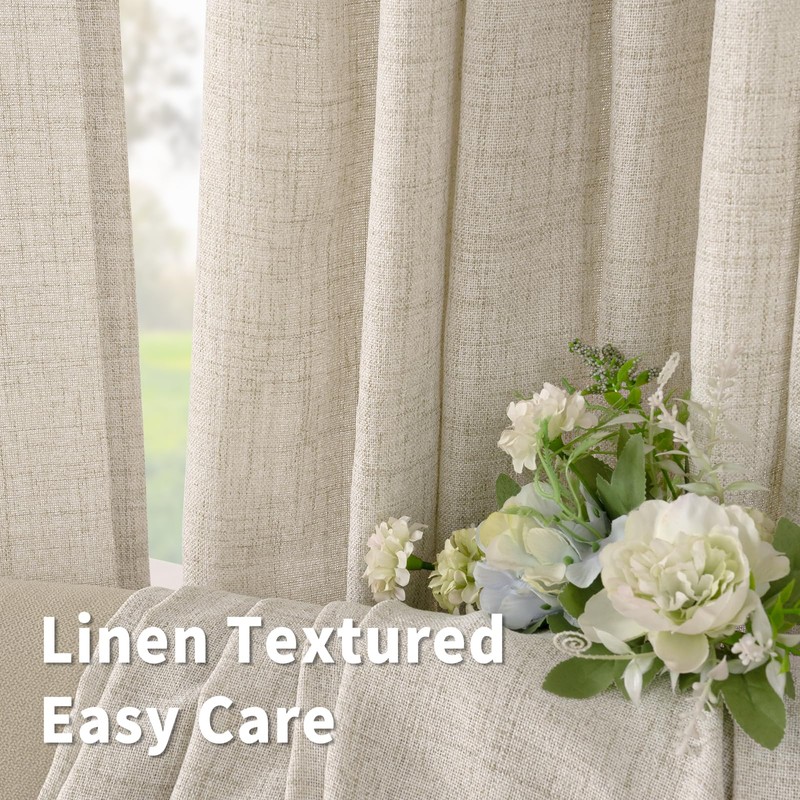 BGment Linen Curtains 36 Inch Length for Kitchen Cafe Window,