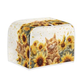 Talayituse Cat Sunflower Print Toaster Cover 2 Slice Bread Toaster Oven Cover Washable Toaster Cover Kitchen Small Appliance Covers Bakeware Protector