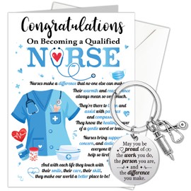 HOWAF Nurse Graduation Card, Congratulations Card with Keyring, Qualified Nurse Graduation Gifts for Her, Him, Daughter, Son, Granddaughter, Grandson, Niece, Nephew, Friends