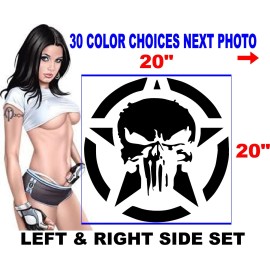 ORACAL PUNISHER STAR DISTRESSED DECAL LEFT AND RIGHT SIDE  NEW 30 COLOR CHOICES
