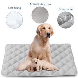 Dog Crate Pad 2 Pack (42" x 28"), Soft Dog Crate Mat with Anti-Slip Bottom, Machine Washable Kennel Pad, Crate Mats for Dog Cages, Dog Bed for Crate, Fits 42 Inch Dog Crate, Grey