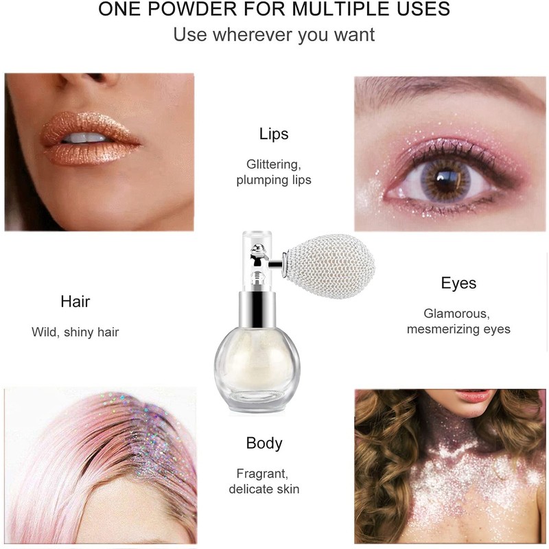 Dazyteai Highlighter Powder Spray,Glitter High Gloss Powder,Shimmer Sparkle Powder Makeup