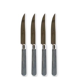 Vietri Albero Elm 8.75" Steak Knives Set of 4, 18/10 Stainless Steel Serrated Steak Knives