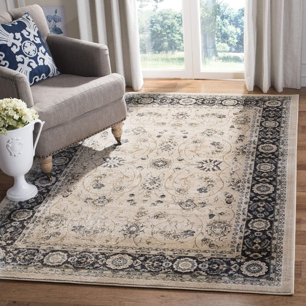 SAFAVIEH Lyndhurst Collection LNH340K Traditional Oriental Non-Shedding Living Room Bedroom Accent Area Rug, 4' x 6', Light Beige / Anthracite