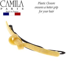 Camila Paris CP2815 French Hair Barrettes Clips for Girls, Handmade, Beige, Metal-Free Closure Strong Hold Grip Hair Clips for Women, No Slip Durable Styling Girls Hair Accessories, Made in France