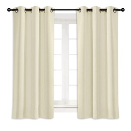 NICETOWN Room Darkening Blind Shade for Kids Bedroom, Beige, Single Panel, 55 x 68 inch, Triple Weave Home Decoration Light Blocking Solid Ring Top Curtain/Drape for Small Window