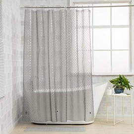 NTBAY EVA Clear Shower Curtain Liner, Water Repellent Shower Curtain for Bathroom Shower Stall, Grey Checkered, 72 x 72 Inches