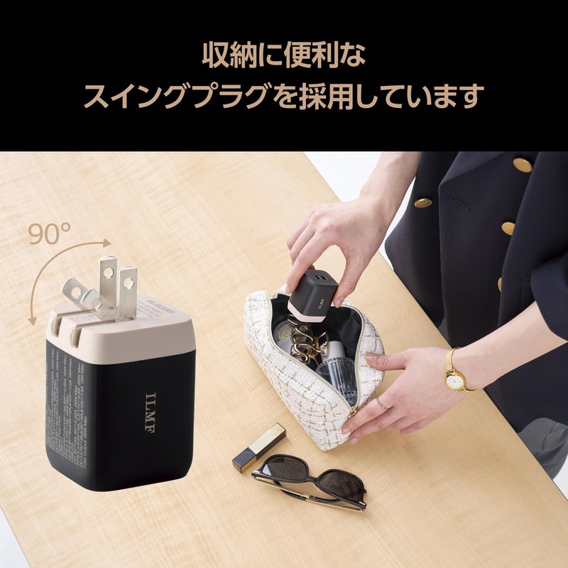 Elecom MPA-ACCP43BK-IL ILMF Charger, 65W, USB, PD Compatible, Type-C 2