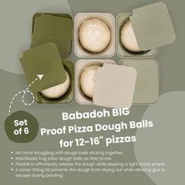 Babadoh Pizza Making Accessories | BIG Pizza Dough Proofing Containers with Lids | Set of 6 | Multi Green (2 Dough, 2 Olive, 2 Sage) | Big Size (make 12-16" Pizzas)