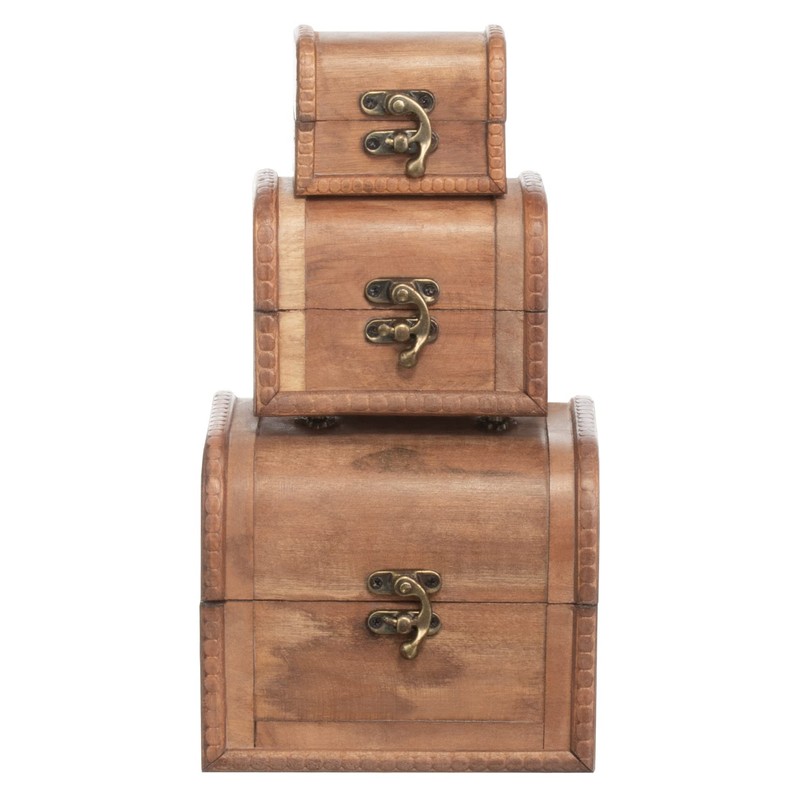 Brandsseller Set of 3 Chest Storage Boxes Decorative Wooden Crates
